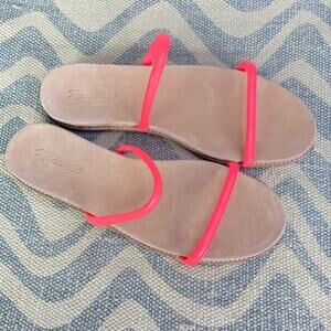 Madewell Bare Slide Sandal 11 Electric Pink Leather 1" Heel Open Toe Casual